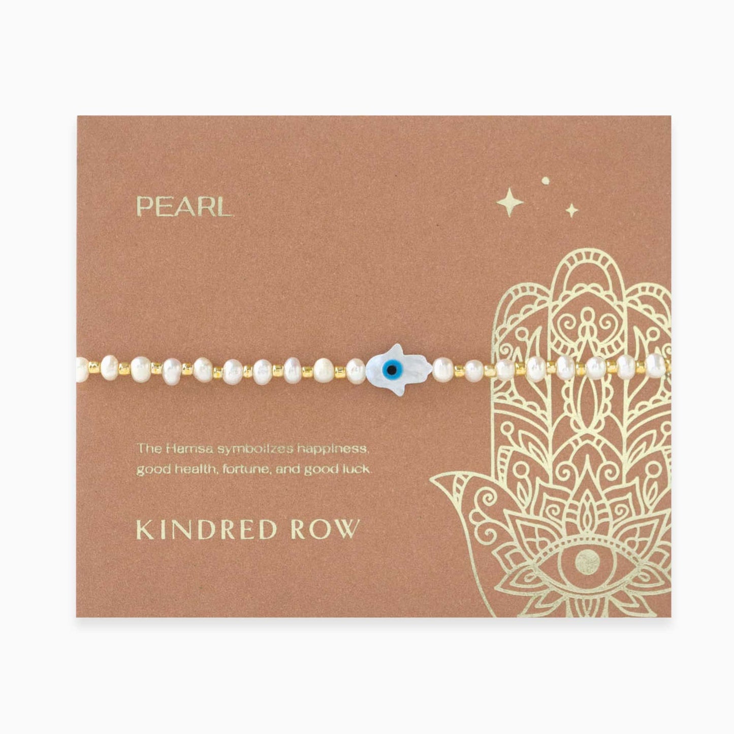 Hamsa Gemstone Bracelet, Freshwater Pearl