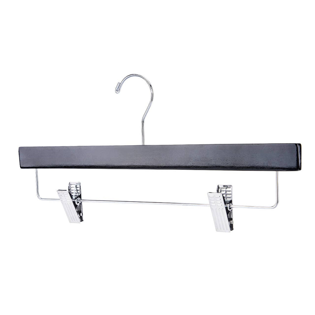 14" Black Wood Skirt and Pants Hangers - Case of 50