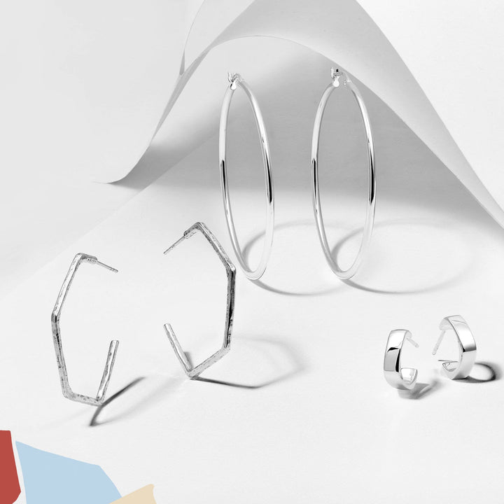 'Mirrored Dreams' Hoop Earrings in Sterling Silver