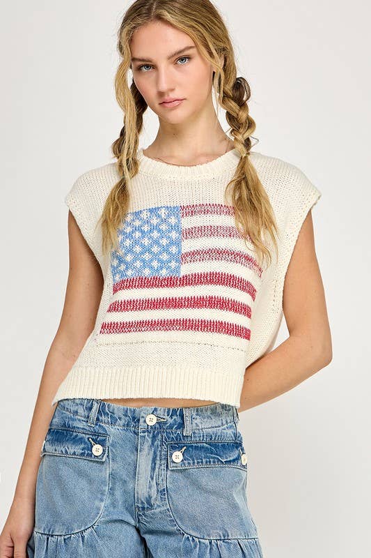 Sweater Vest w/ American Flag