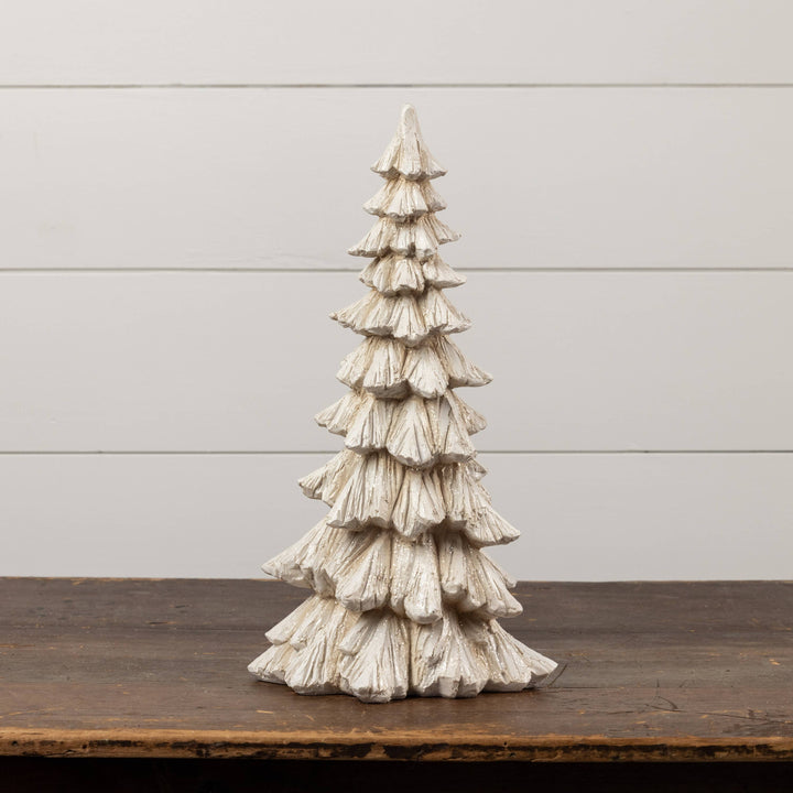 18" Glittered Cream Tree – Holiday Tabletop Décor