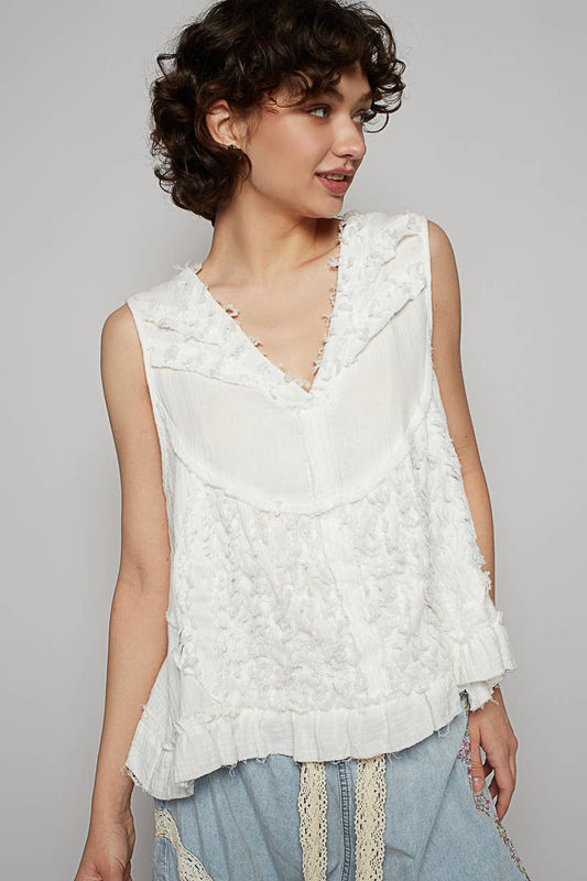 Sleeveless Textured Woven Top