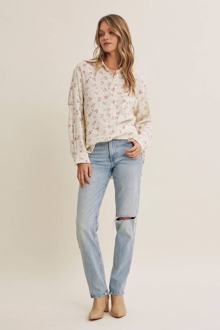 Floral Cotton Gauze Button-Up – Effortless Everyday Style