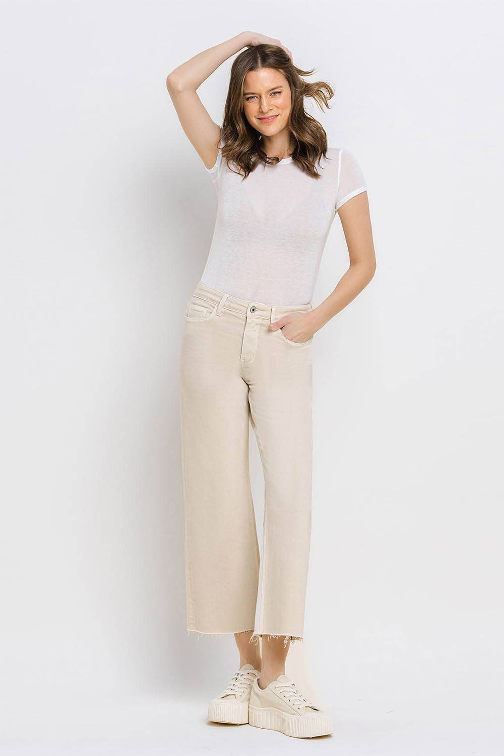 White Swan - High Rise Crop Wide Leg Jeans