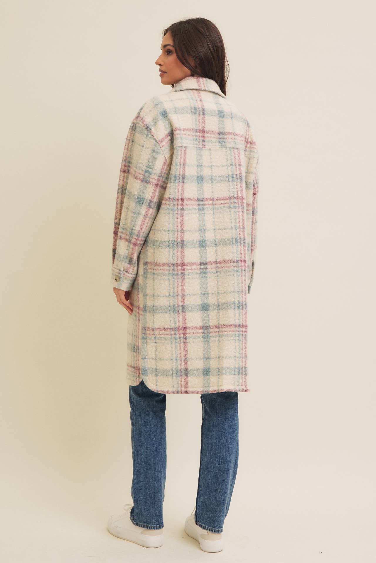 WESTERN PLAID BOUCLE OVERSIZED SHACKET WITH POCKETS