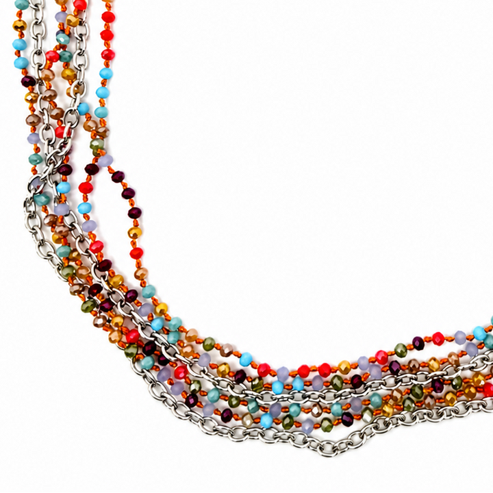 Multistrand Beaded & Chain Layering Necklace