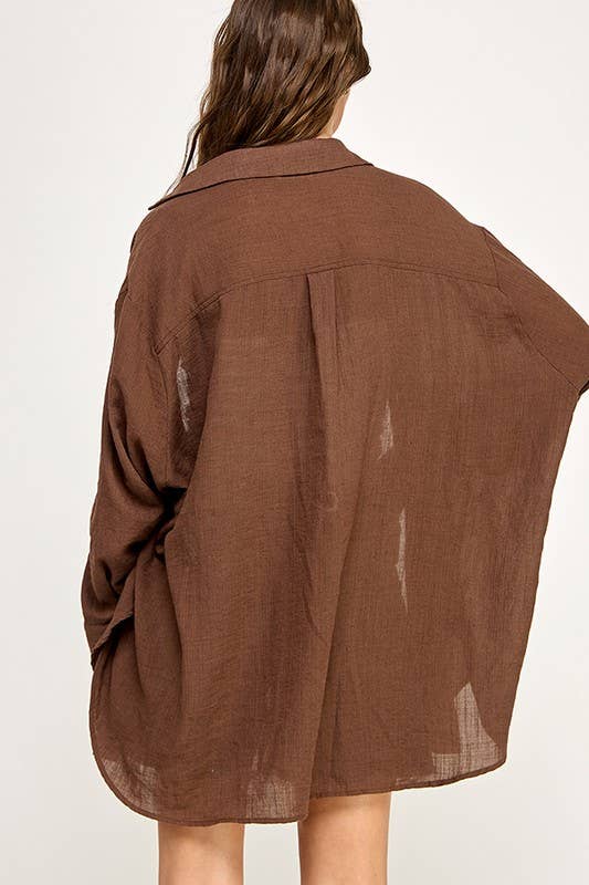 WASHED SUPER SOFT SEE THROUGH BUTTON DOWN SHIRTS