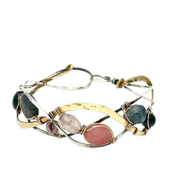 Rhodochrosite Wave Bracelet B404