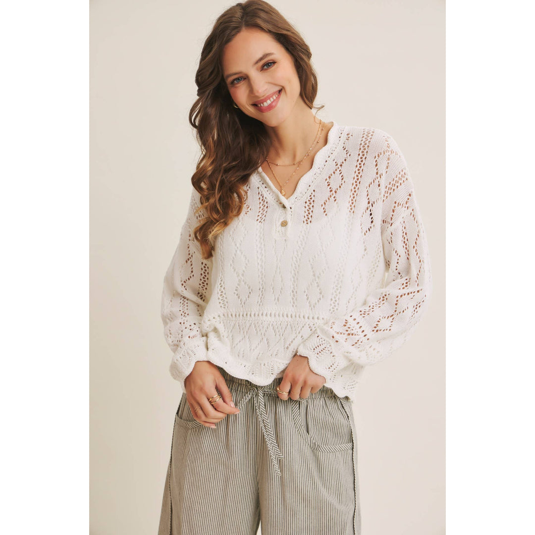 Open-Knit Crochet Knit Top