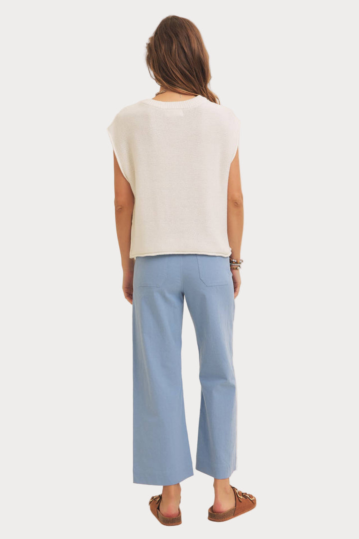 High Waisted Wide Leg Crop Pants | Linen Blend