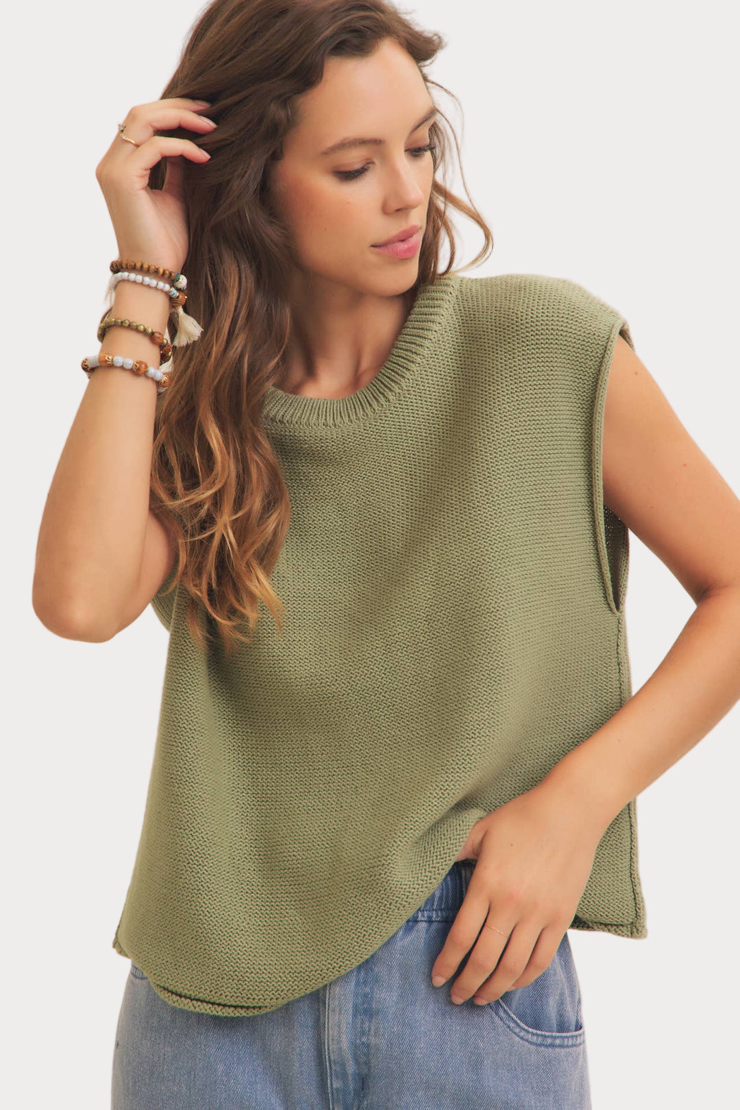 Relaxed Fit Sweater Vest | Sleeveless Knit