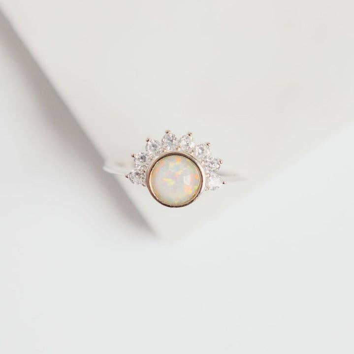 Lois Ring in White Opal