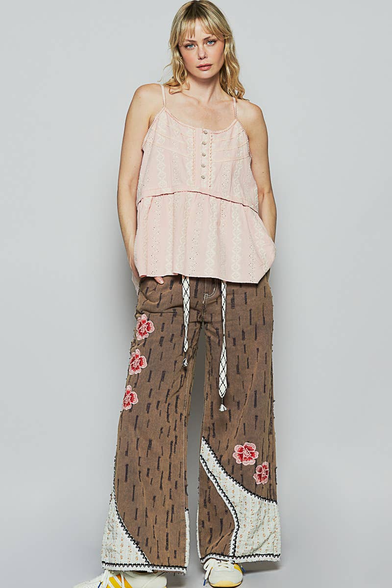 Embroidered Linen Tank Top