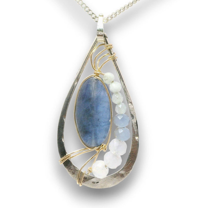Washed Denim Blue Kyanite Pendant Necklace