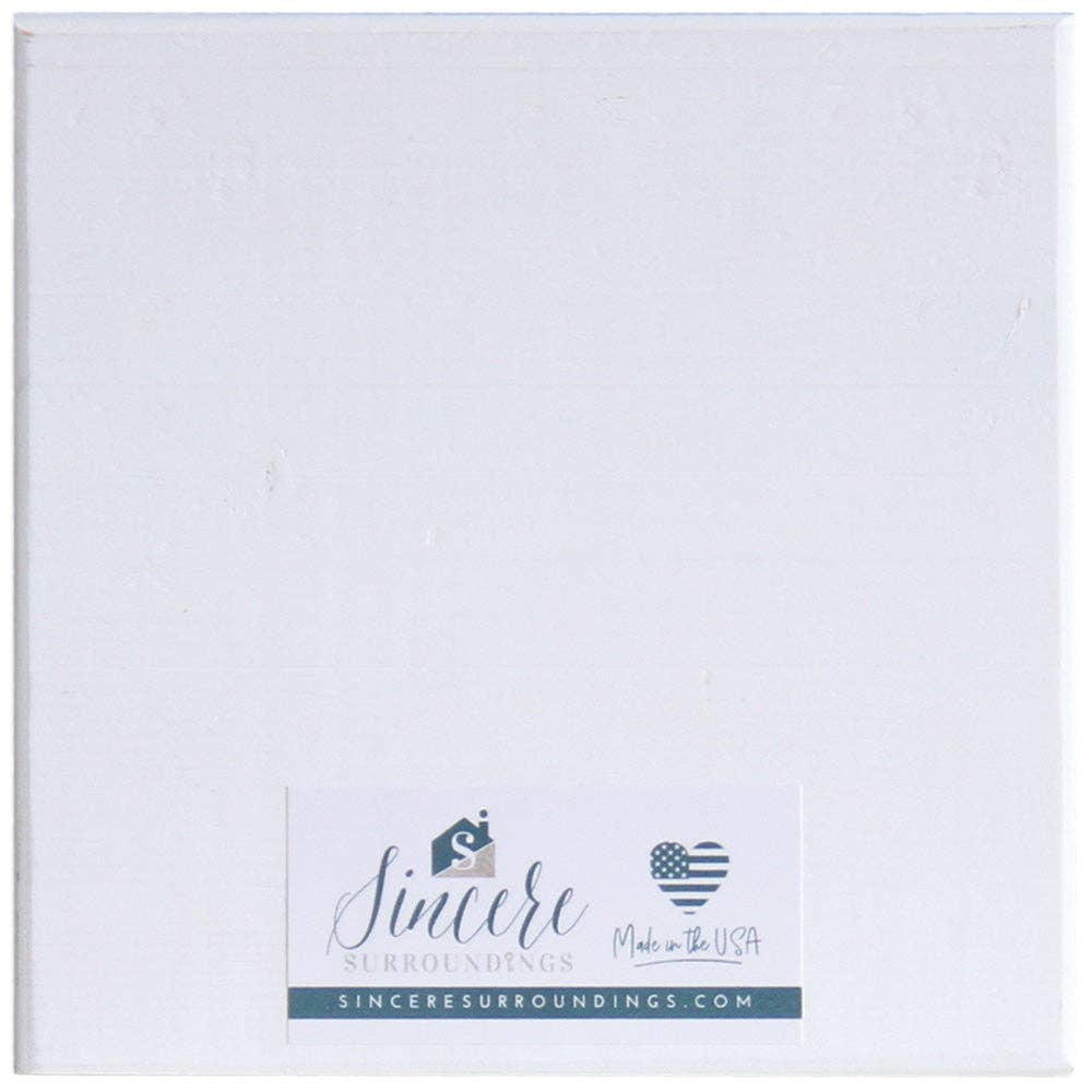 White product back with 'Sincere Surroundings' branding on a white background