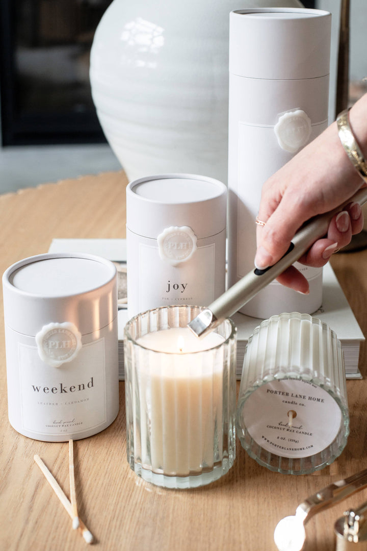 Amour | Amber + Rose Fluted Coconut Wax Candle