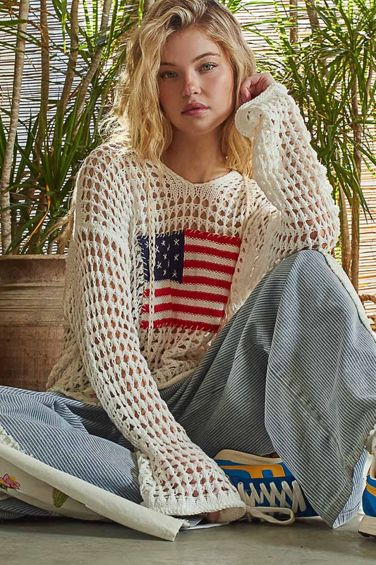 American Flag Hooded Sweater