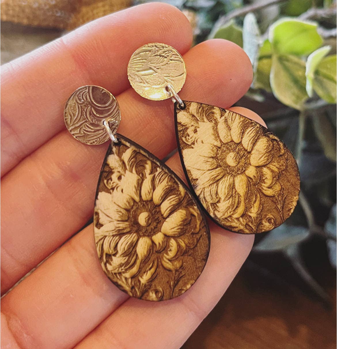 Sunflower Bliss: Upcycled Vintage Tray Earrings