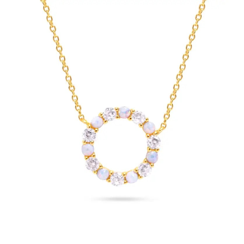 Infinity Necklace in White Opal