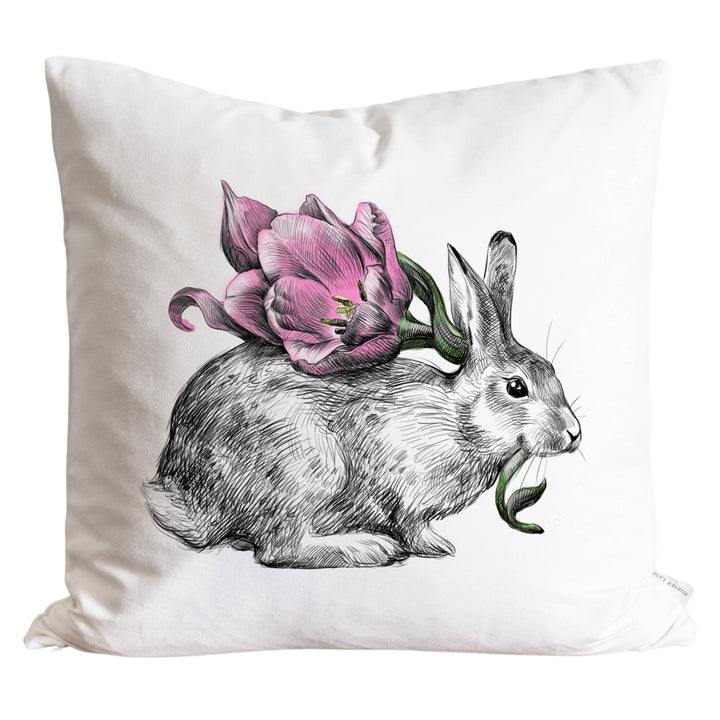 Tulip Rabbit Pillow Cover