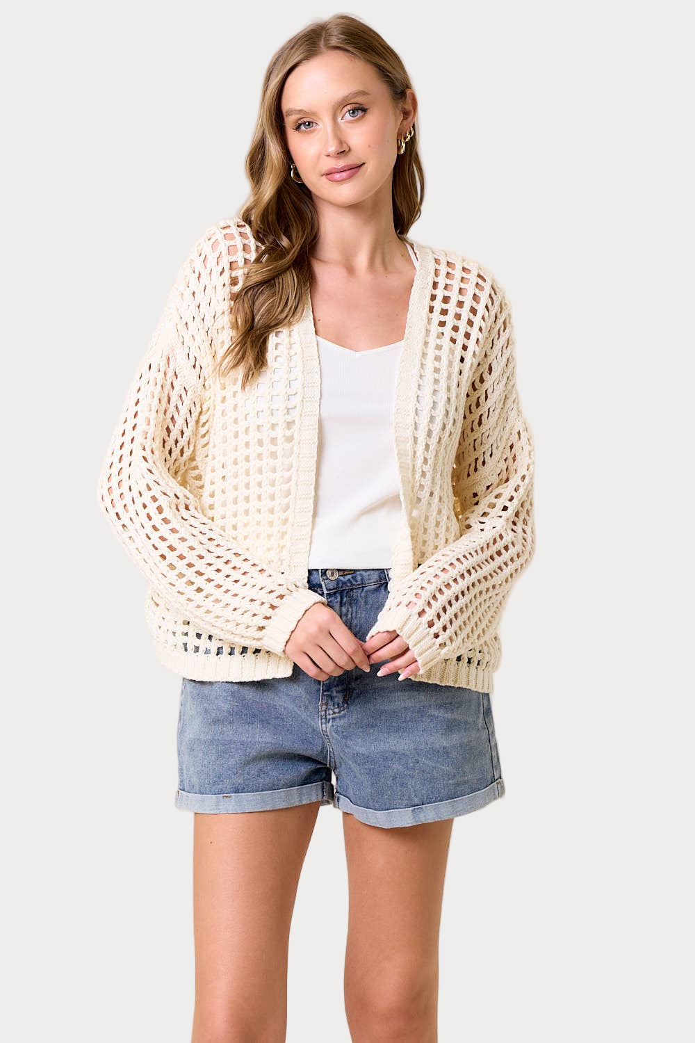 Crochet Fishnet Open Cardigan