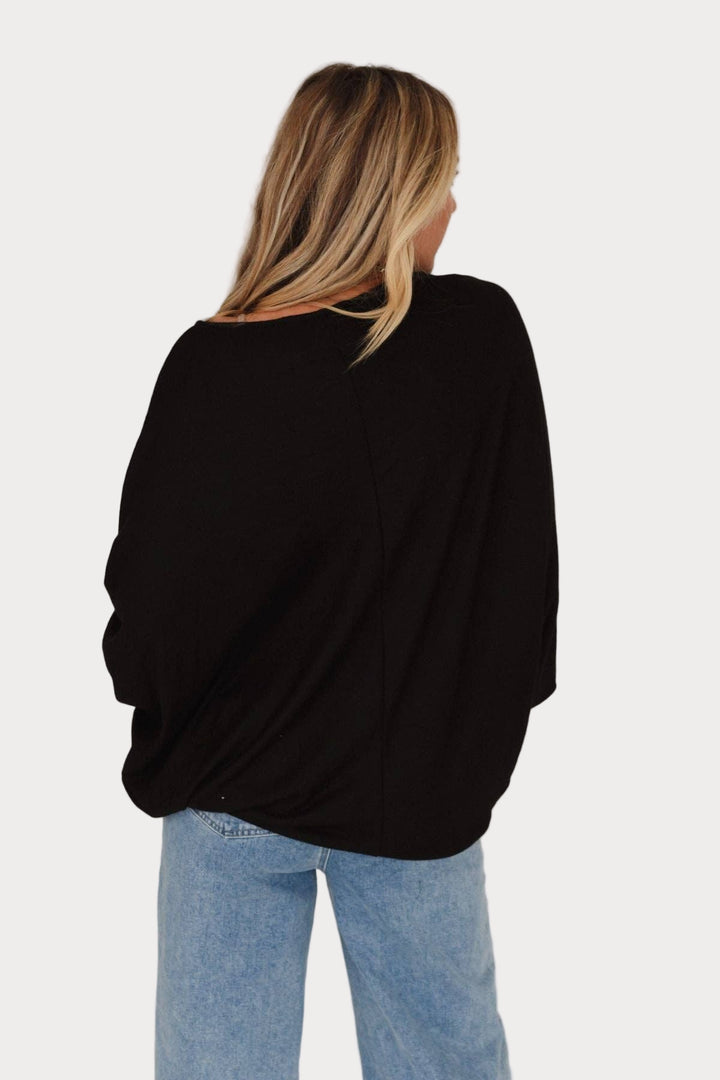 Fly With Me Batwing Sleeve Knit Sweater | Black