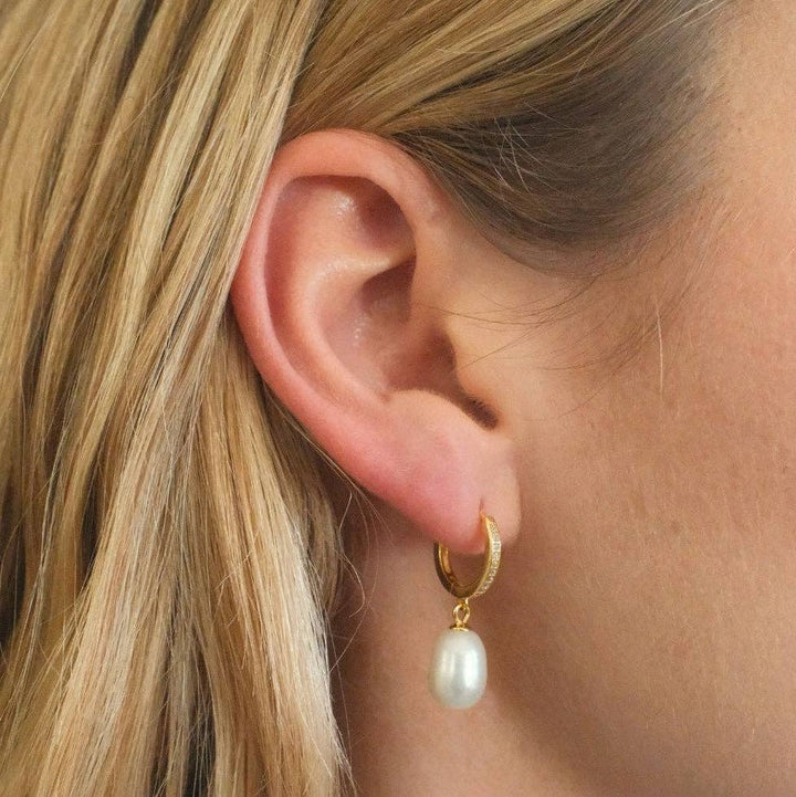 Colette Pearl Huggie Earrings