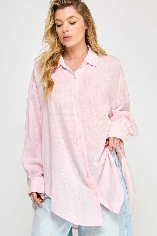 WASHED SUPER SOFT SEE THROUGH BUTTON DOWN SHIRTS