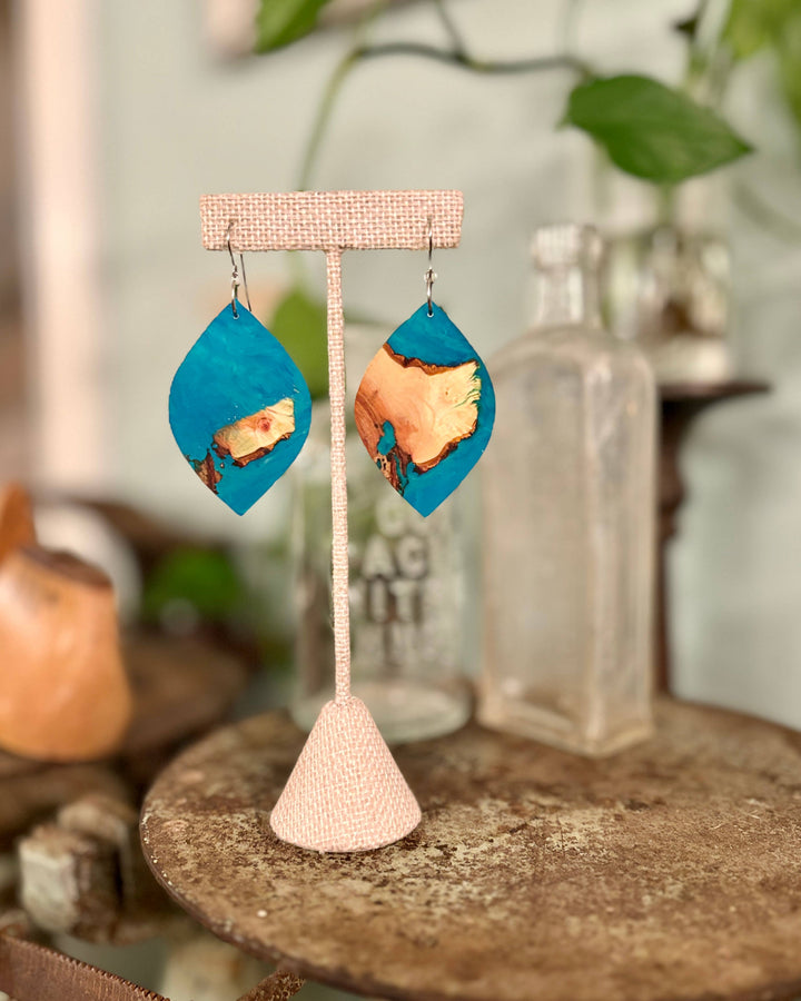 Artisan Wood & Resin Drop Earrings