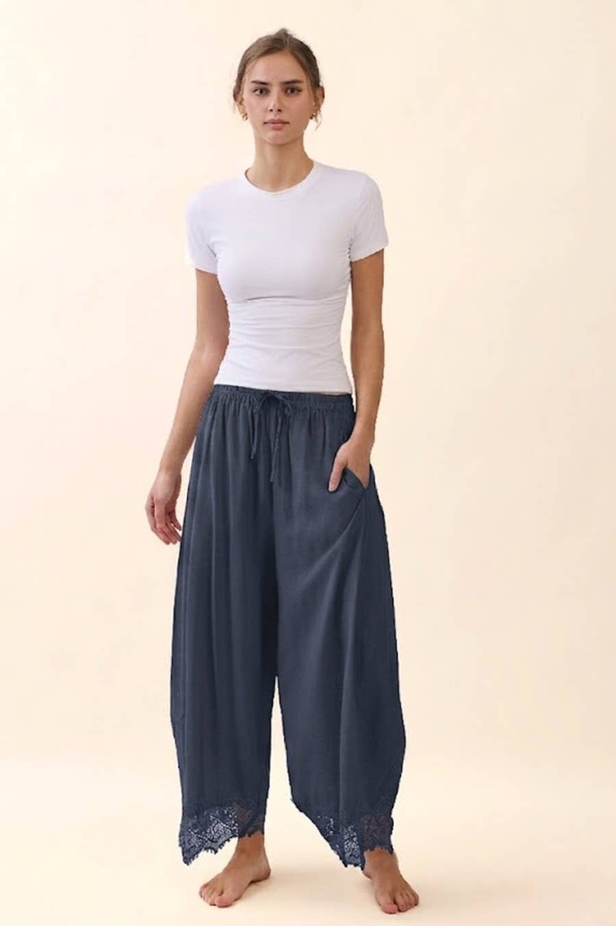 Crinkled Wide Leg Pants