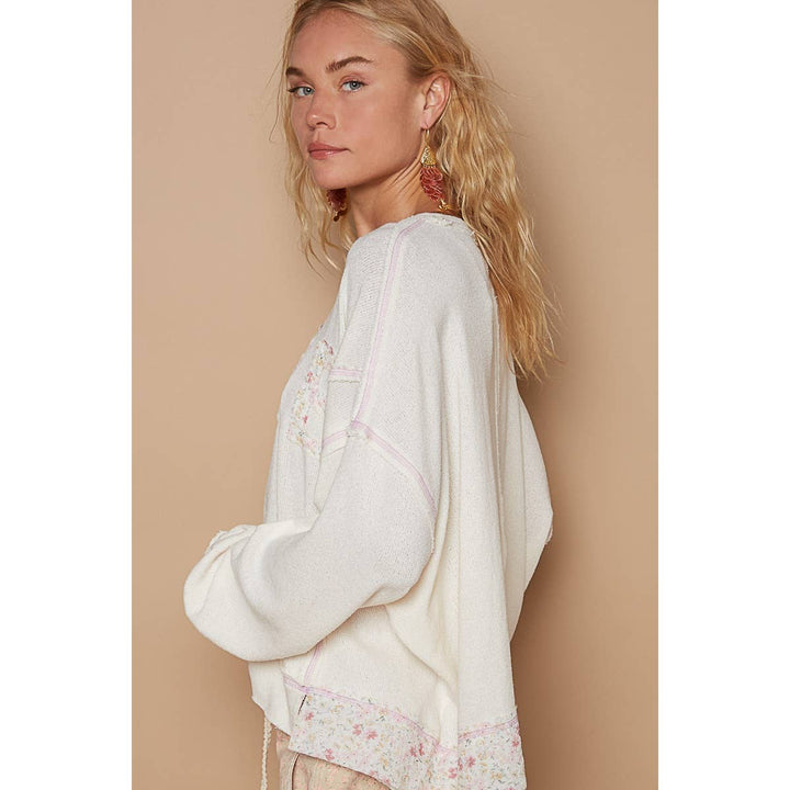 Round neck long sleeve LOVE solid top