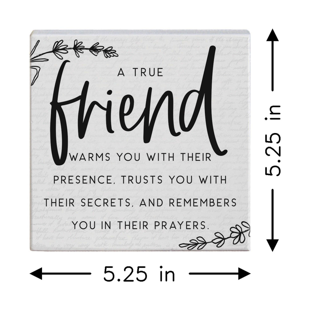 True Friend Friend Gift Tabletop Block Sign Decor