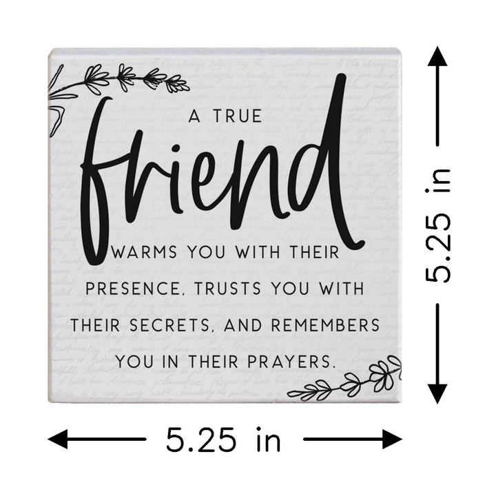 True Friend Friend Gift Tabletop Block Sign Decor