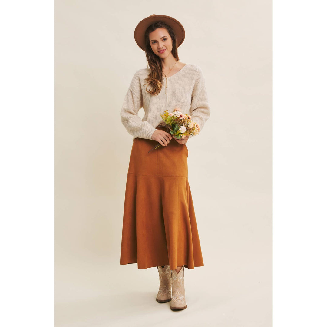 KIND TO PLANET WAFFLE SWEATER TOP WITH EXPOSED SEAM