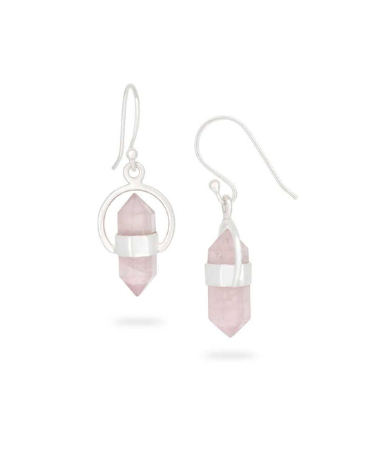 Sterling Silver Rose Quartz Point Earrings