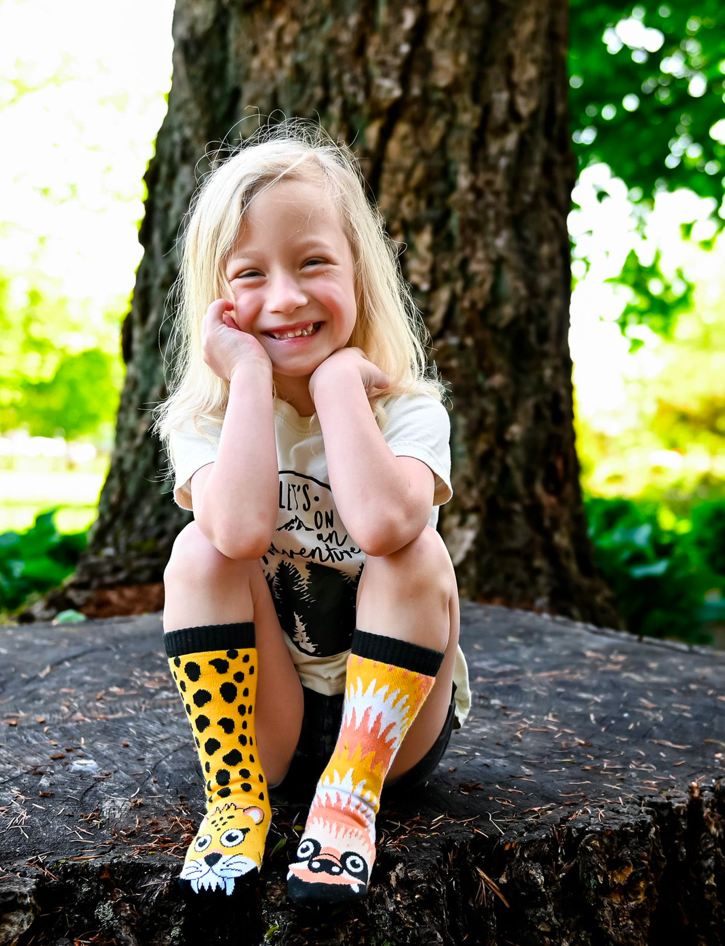 Sloth & Cheetah Mismatched Animals Non-Slip Kids Socks