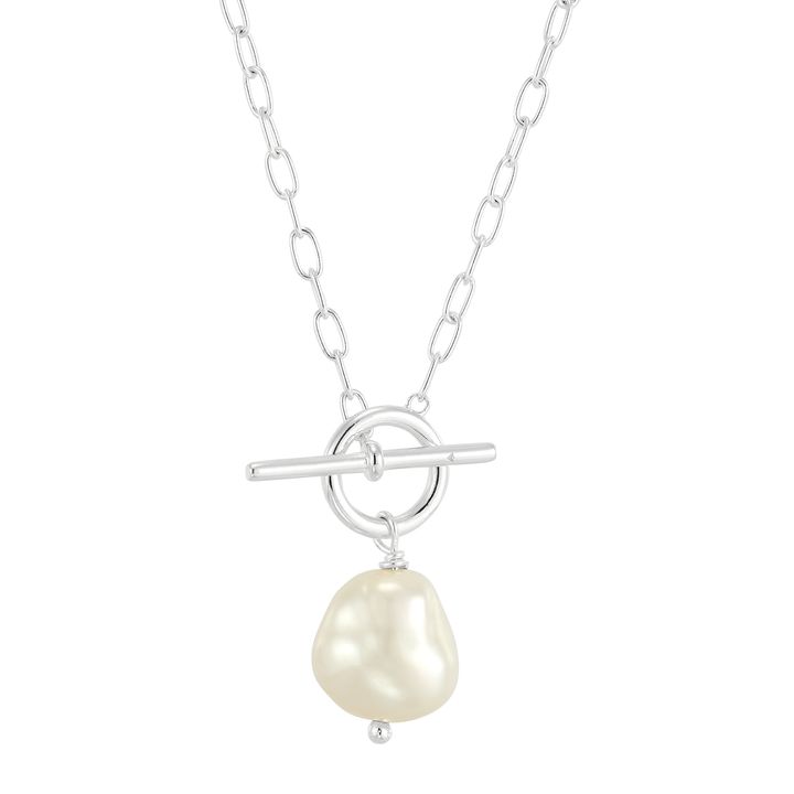 'Center Attention'  Silver Freshwater Pearl Necklace