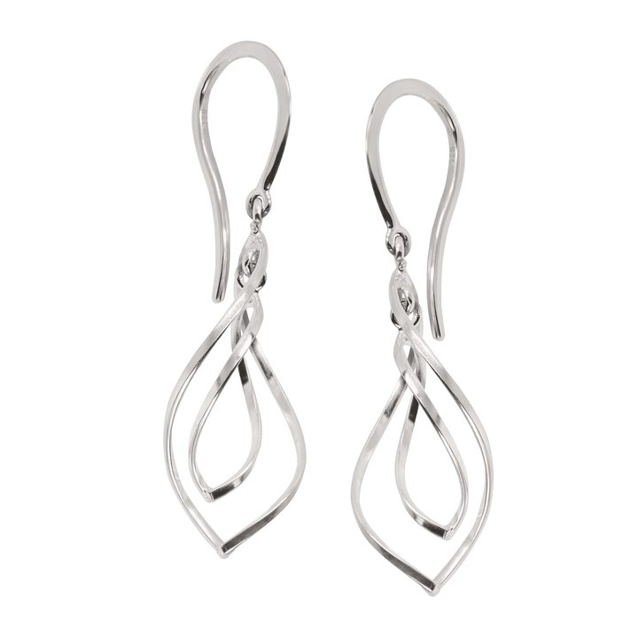 'Water Drop' Twisted Drop Earrings in  Silver