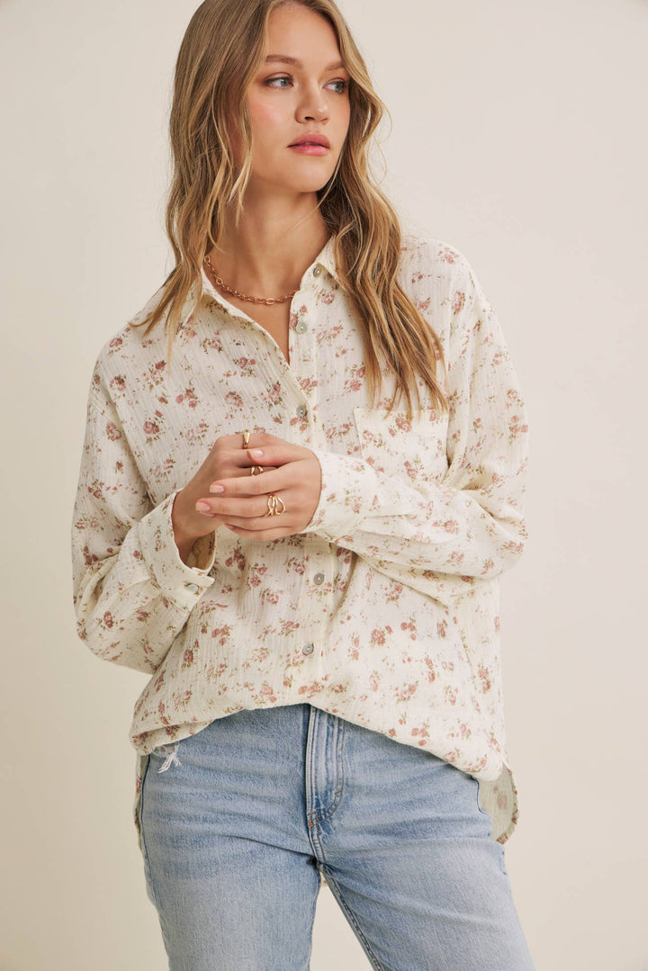 Floral Cotton Gauze Button-Up – Effortless Everyday Style