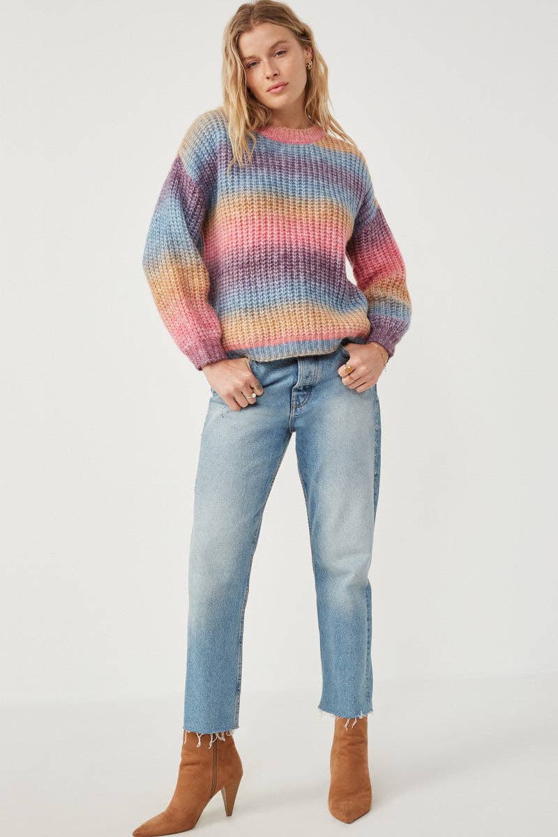 Ombre Striped Chunky Knit Sweater – Cozy Layers