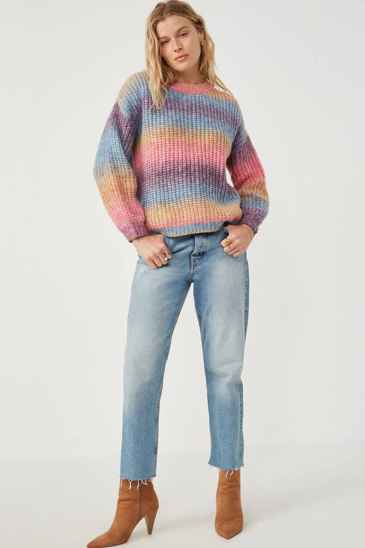 Ombre Striped Chunky Knit Sweater – Cozy Layers