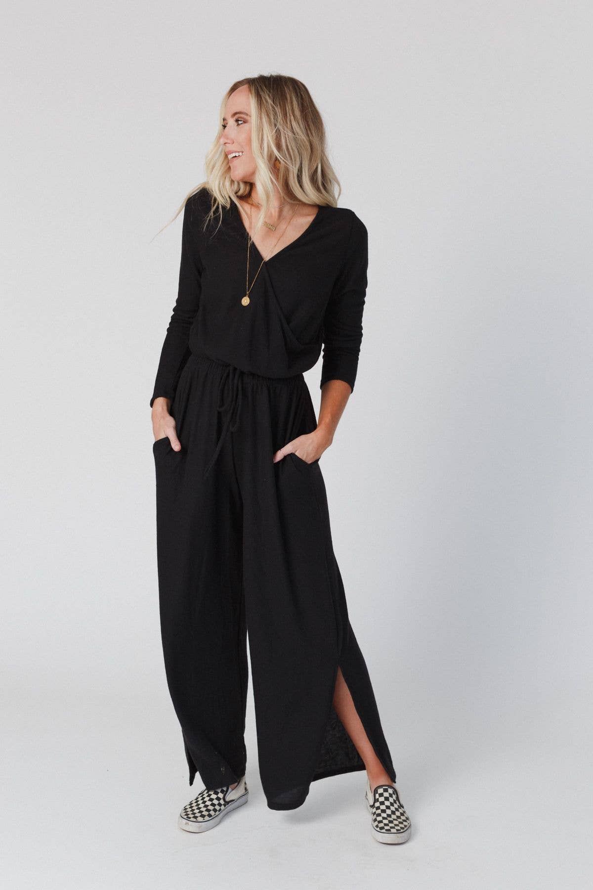 As It Was Cross Front Jumpsuit - Black