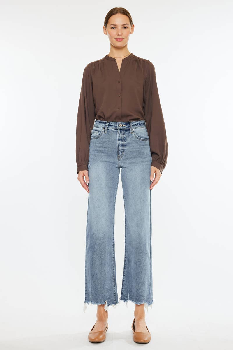 Violet High Rise Slim Wide Leg Jeans