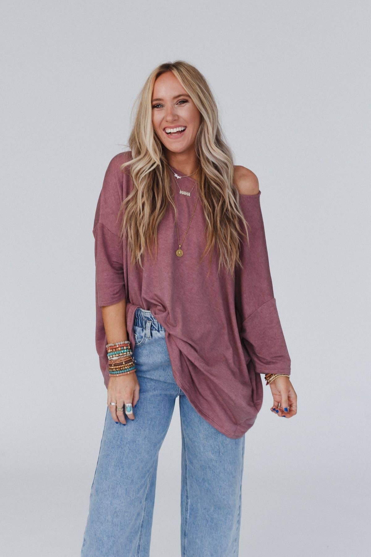 Sunday Stroll Oversized Tee - Mauve