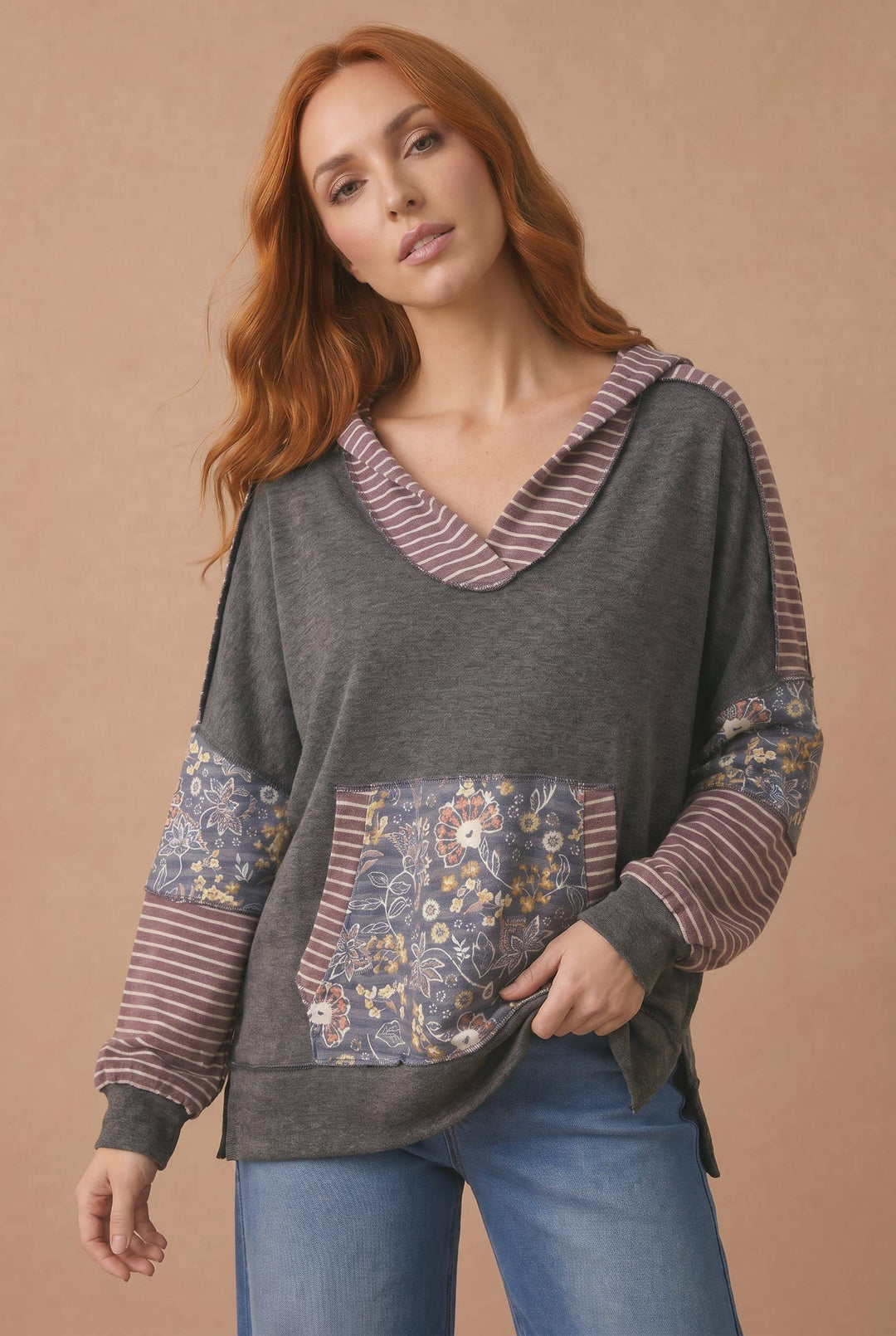 Relaxed Fit Hooded Kangaroo Pocket Pullover