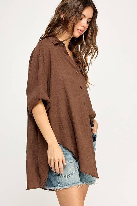 WASHED SUPER SOFT SEE THROUGH BUTTON DOWN SHIRTS