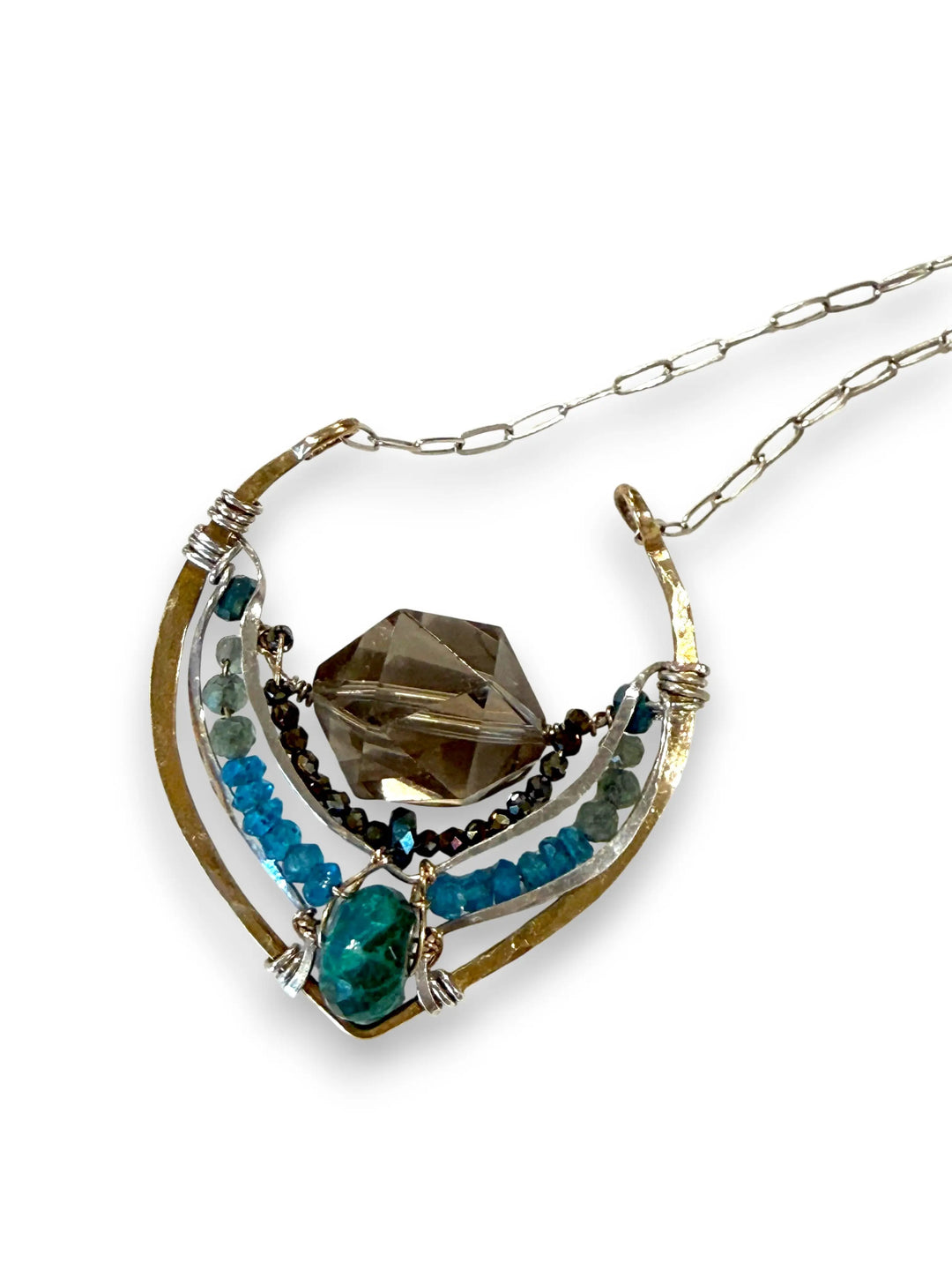 Smoky Quartz & Chrysocolla Gemstone Necklace