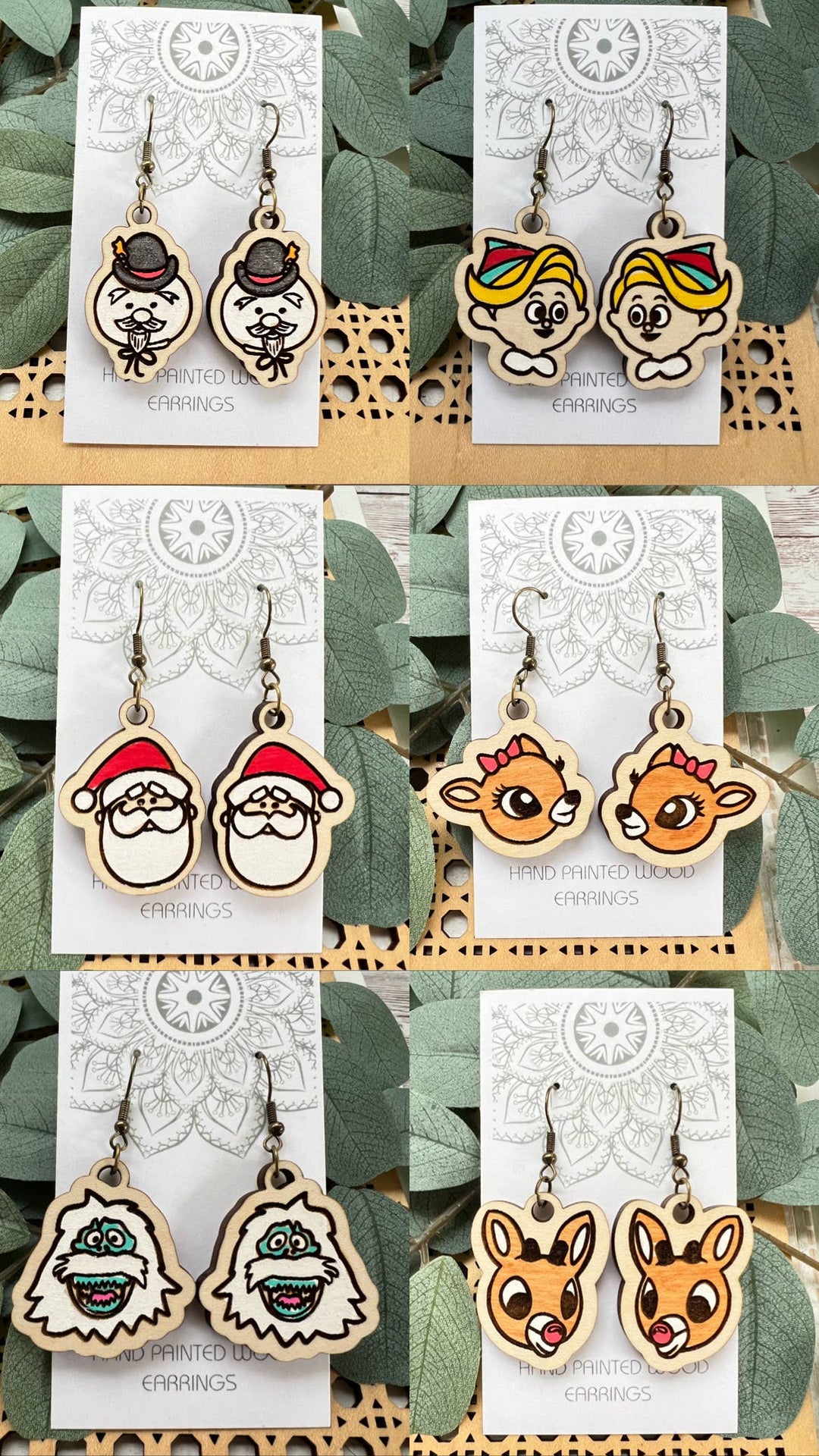 Wooden Earrings - Christmas Dentist