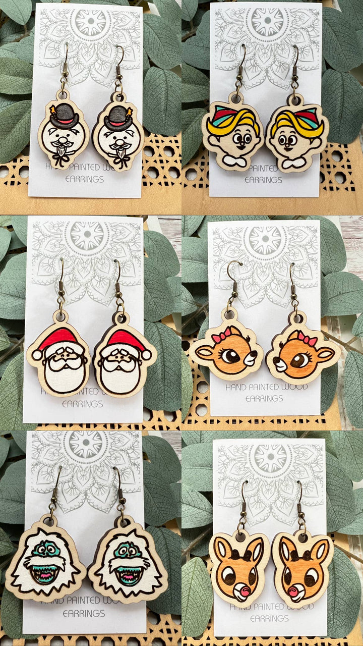 Wooden Earrings - Christmas Dentist