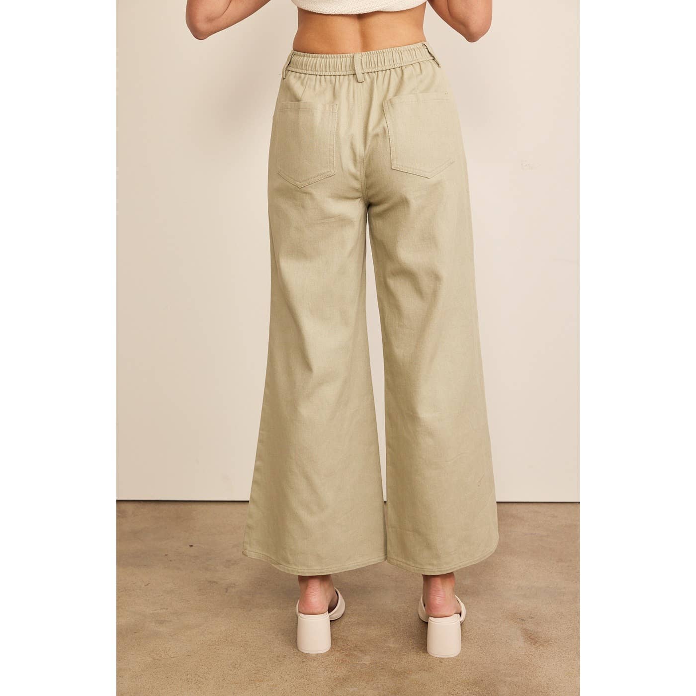 WIDE LEG DENIM PANTS WITH ELASTIC WAISTBAND